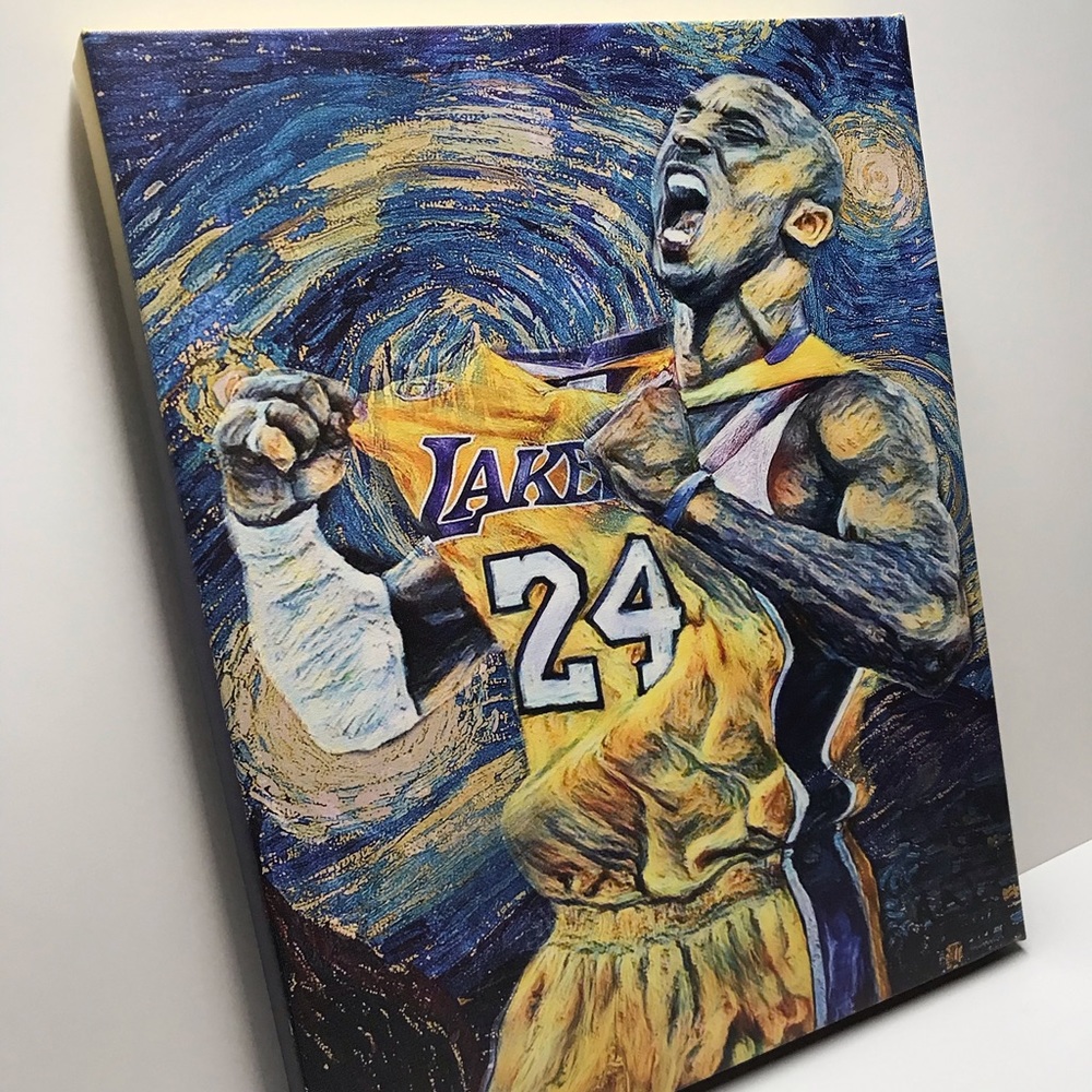 Kobe Bryant starry night canvas print size 16x20
